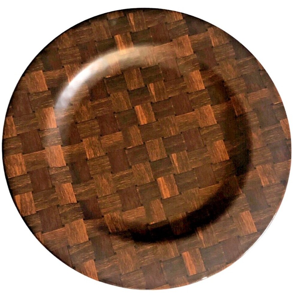 Faux Wood Look Melamine 11" Plates Dinner Heavyweight Cabin Lodge Camp Set Of 4